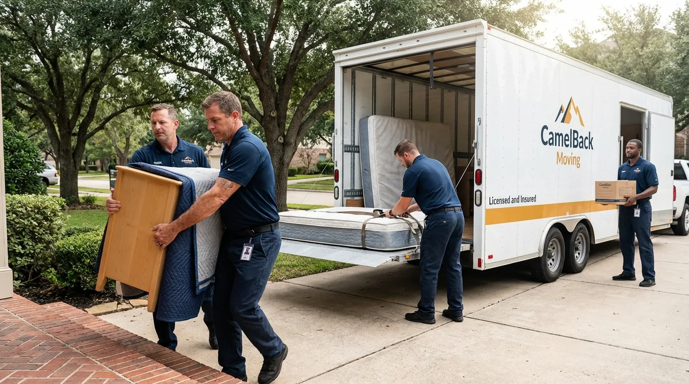 Crew loading residential truck for cross-state move from Sardis, MS