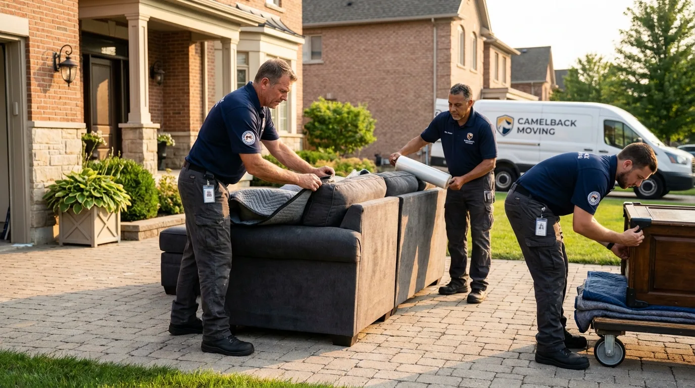 Large estate moving crew wrapping furniture in Sardis, MS