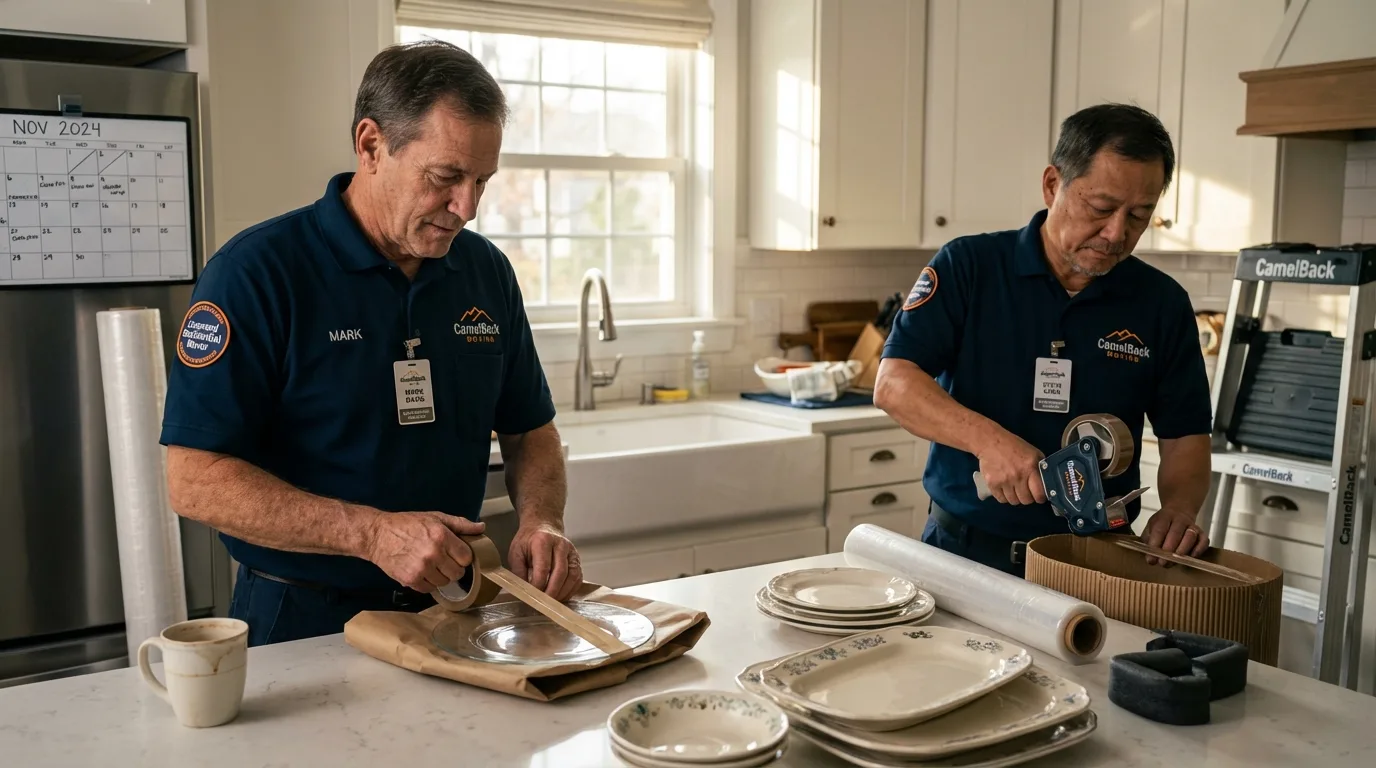 Professional crew packing kitchen dishware in Sardis, MS